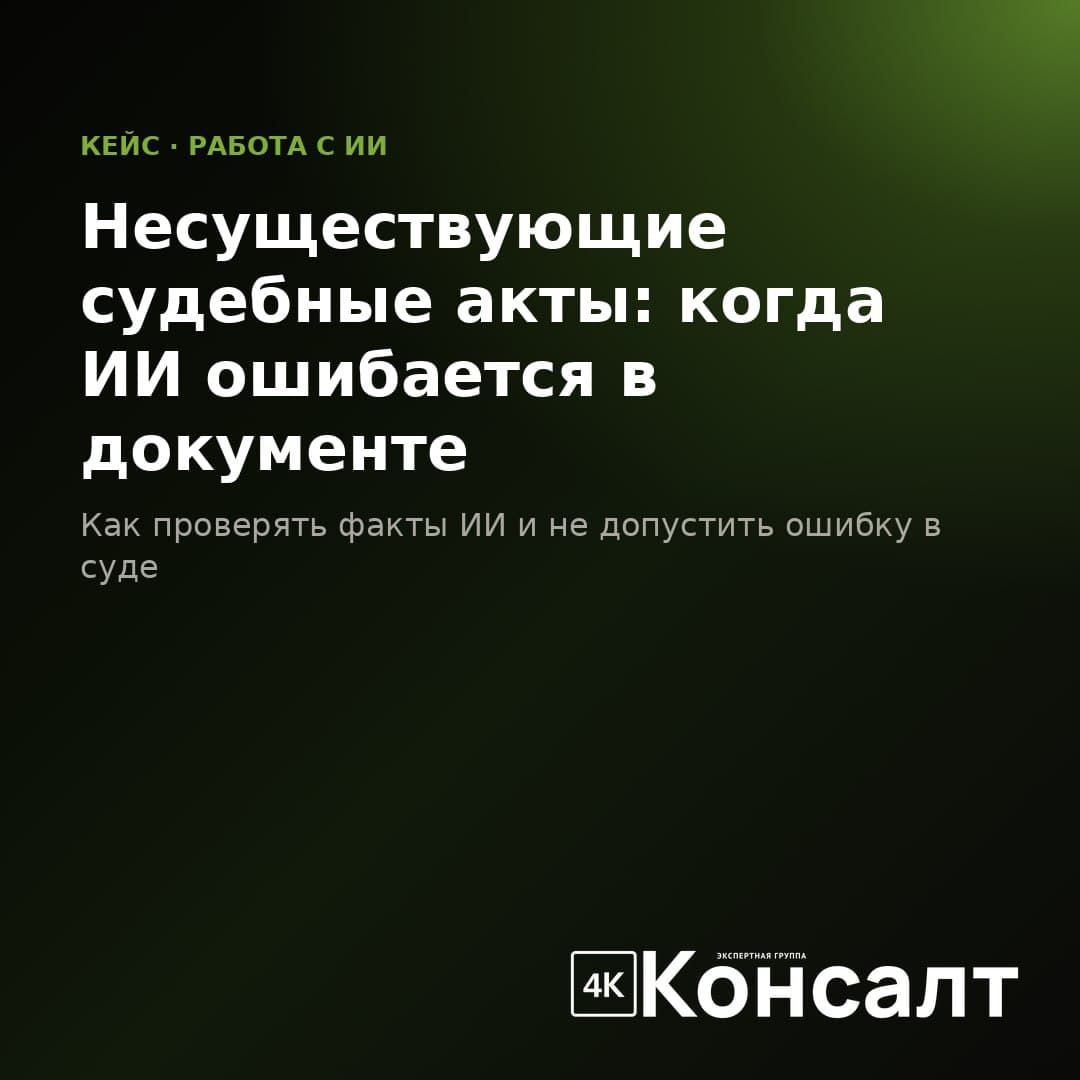 Кейс 4К Консалт: несуществующие судебные акты — когда ИИ ошибается в документе